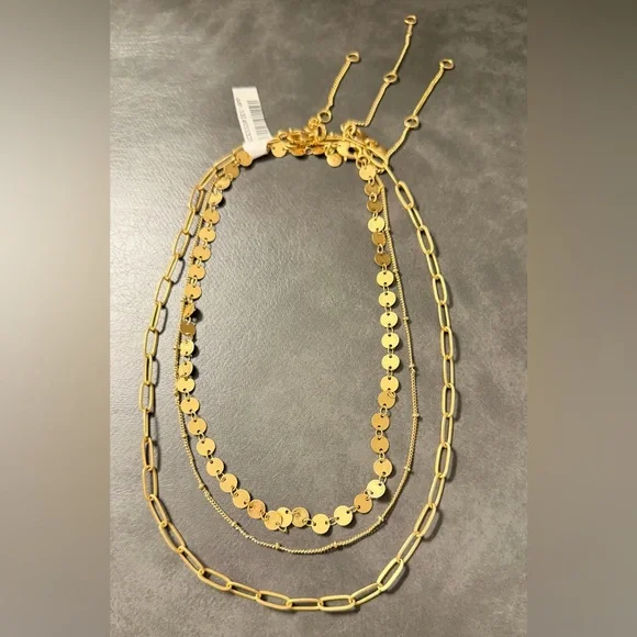 Madewell Gold Disc and Chain Necklace Trio Set - Picture 4 of 4